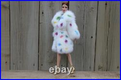 Fun White Mink Fur Coat Colorful Inserts 4 Fashion Royalty Barbie dolldimitha