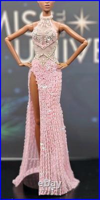 OOAK Fashion Royalty Fully Beaded Pink Gown. Fits Most 11 1/2 To 12 Dolls