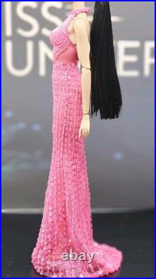 OOAK Fashion Royalty Fully Beaded Pink Gown. Fits Most 11 1/2 To 12 Dolls