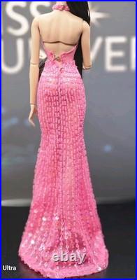 OOAK Fashion Royalty Fully Beaded Pink Gown. Fits Most 11 1/2 To 12 Dolls