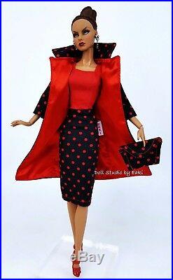 Red Black Dress Outfit Coat For Barbie Model Muse Silkstone Fashion Royalty FR
